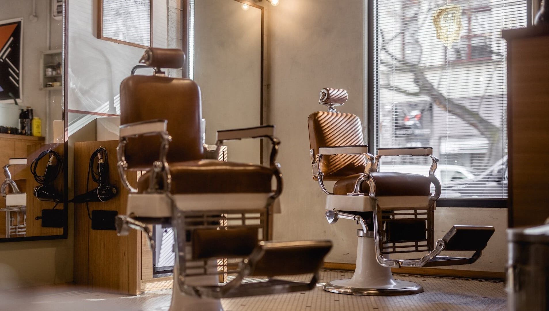 Vintage barber chairs inside P&P Barbers — PPHH Store, Melbourne, Victoria, AU.