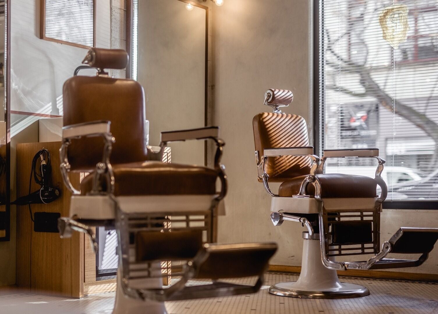 Vintage barber chairs inside P&P Barbers — PPHH Store, Melbourne, Victoria, AU.