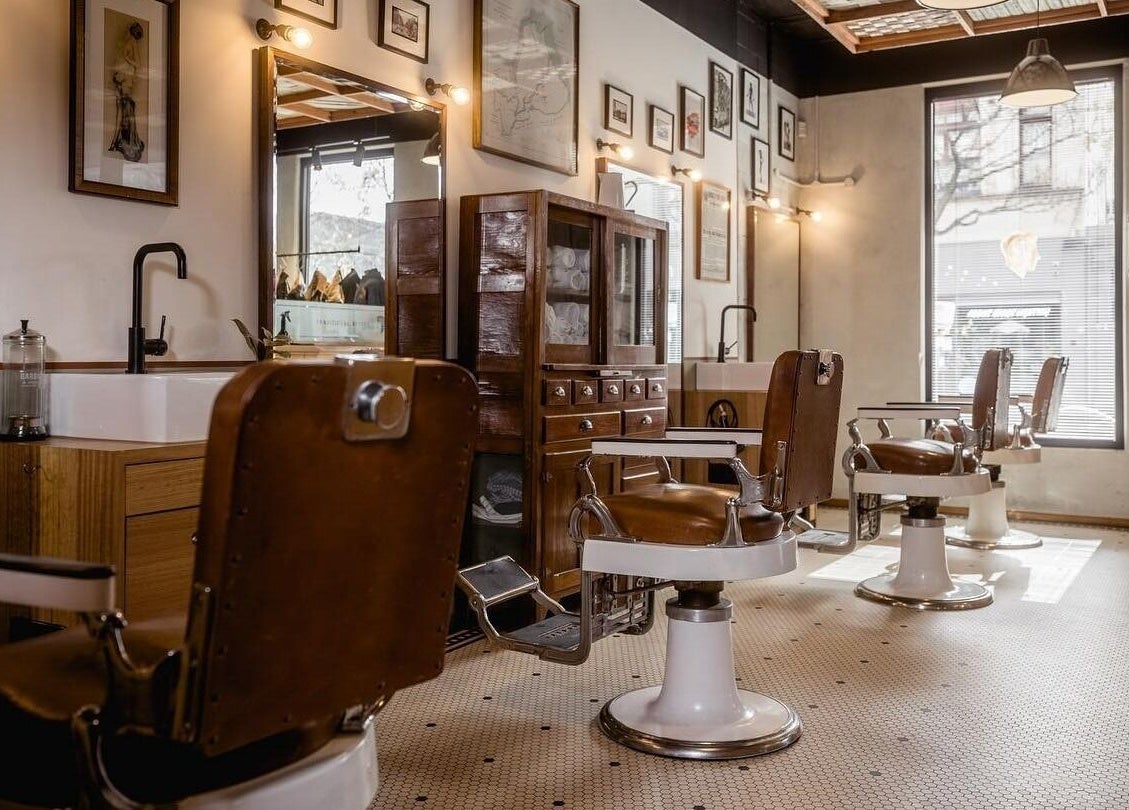 Chic interior of P&P Barbers — PPHH Store in Melbourne, Victoria, AU, showcasing classic barber chairs and decor.