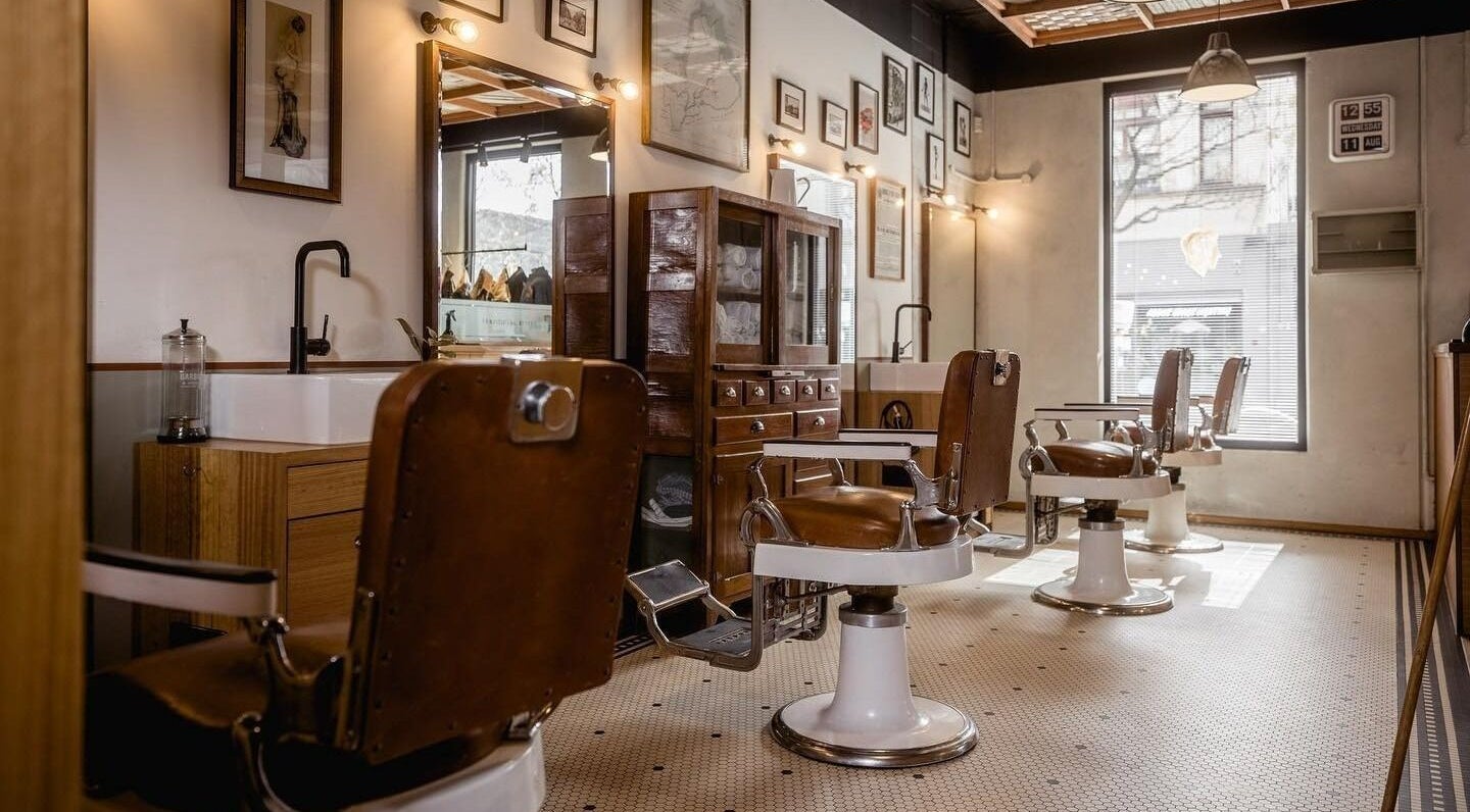 Chic interior of P&P Barbers — PPHH Store in Melbourne, Victoria, AU, showcasing classic barber chairs and decor.
