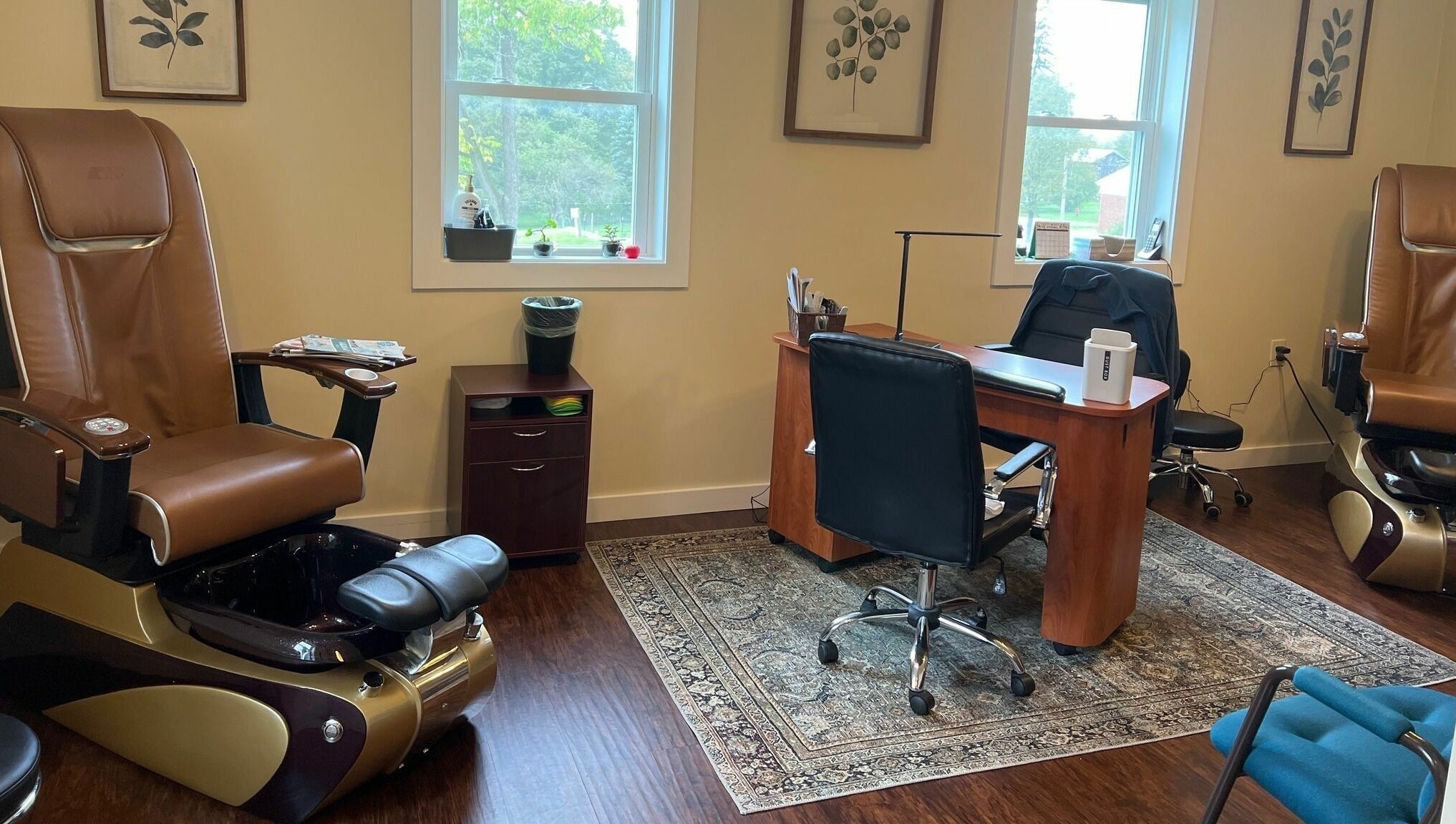 Relaxing pedicure chairs at Laporte’s Hidden Gem Day Spa, Laporte, Pennsylvania, US.