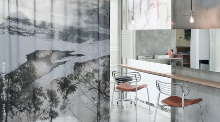 Modern interior of Hair Salon & Facial in Ubud — RASA GAYA, Bali, Bali, ID with chic decor and seating.