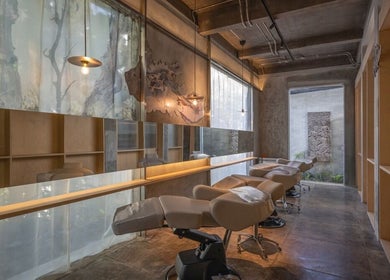 Modern interior of Hair Salon & Facial in Ubud — RASA GAYA, Bali, Bali, ID, featuring stylish chairs and decor.