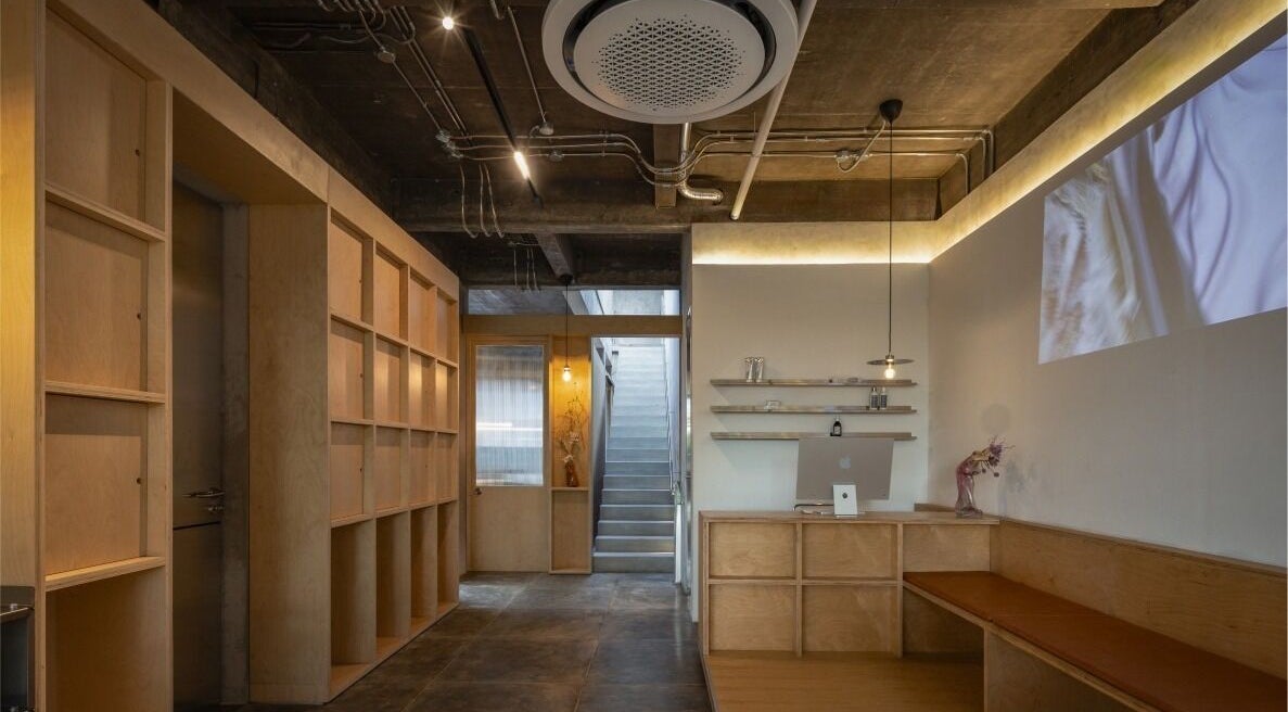 Reception of Hair Salon & Facial in Ubud — RASA GAYA, Bali, Bali, ID with modern wooden interior design.