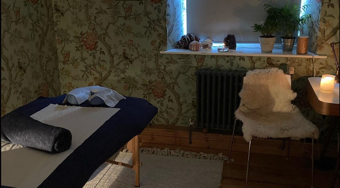 Cozy massage room with gentle lighting at The Time For You, Ripon, England, GB.