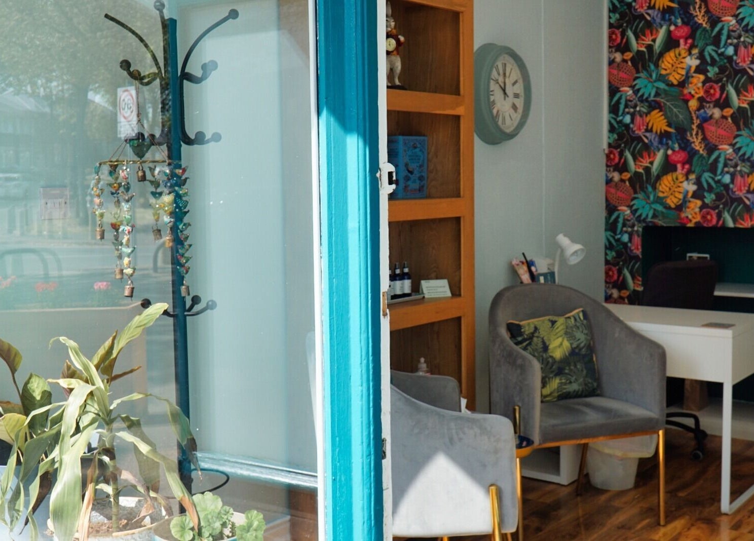 Interior of Wonderland Wellbeing in North Shields, England, GB featuring vibrant decor and cozy seating.