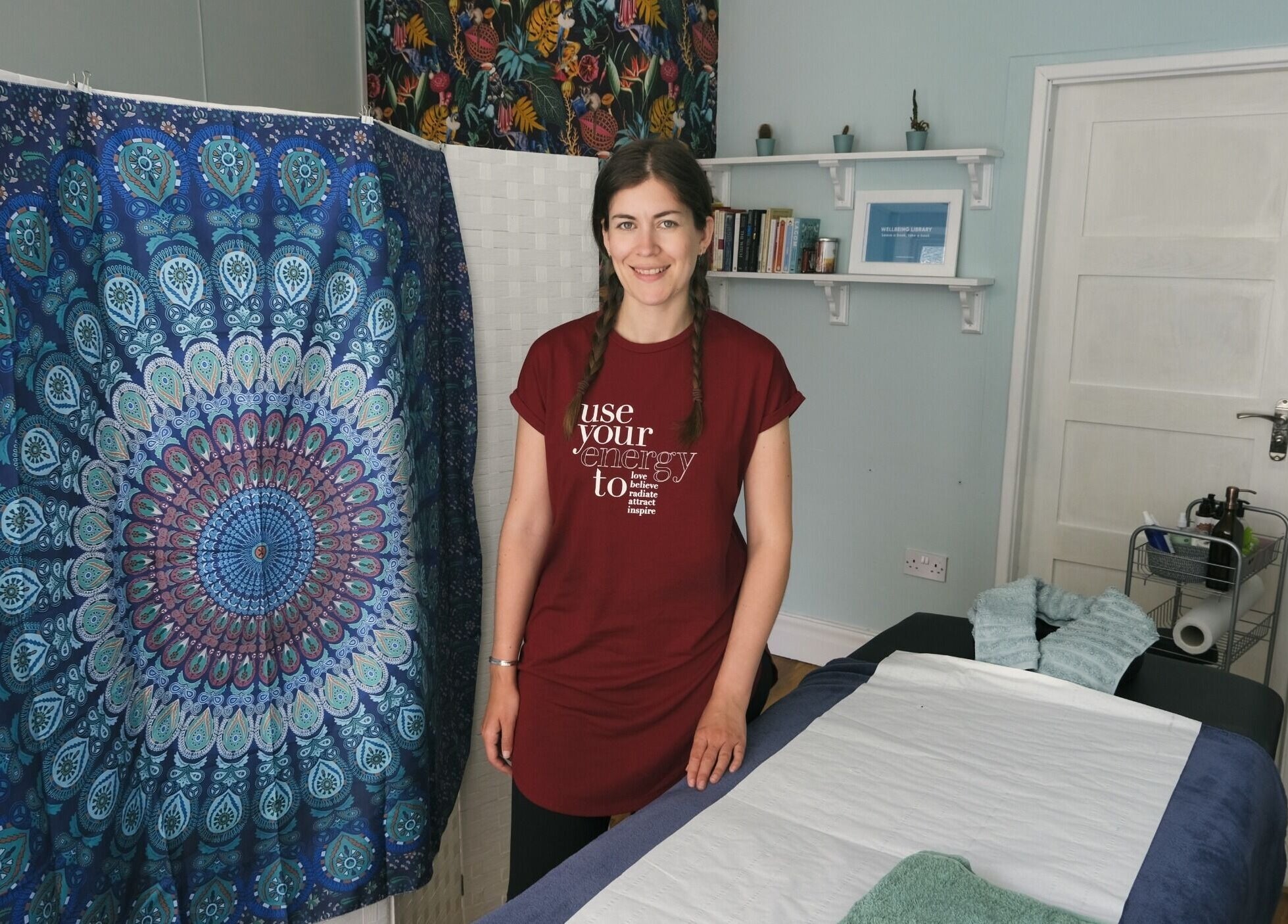 Wonderland Wellbeing in North Shields offers a serene therapy room with calming decor and welcoming staff.