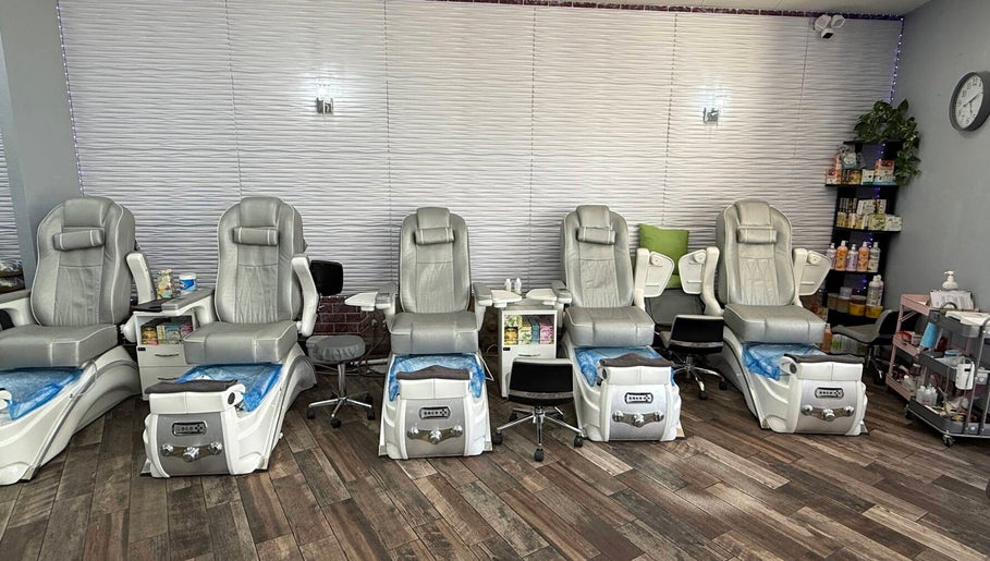 Sleek pedicure chairs at Nail Couture Cave Creek, Cave Creek, Arizona, US, offering a relaxing spa experience.