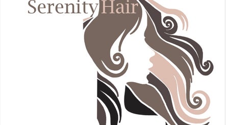 Elegant Serenity Hair logo illustration in Tidworth, England, GB. Curved hair outlines embody beauty and style.