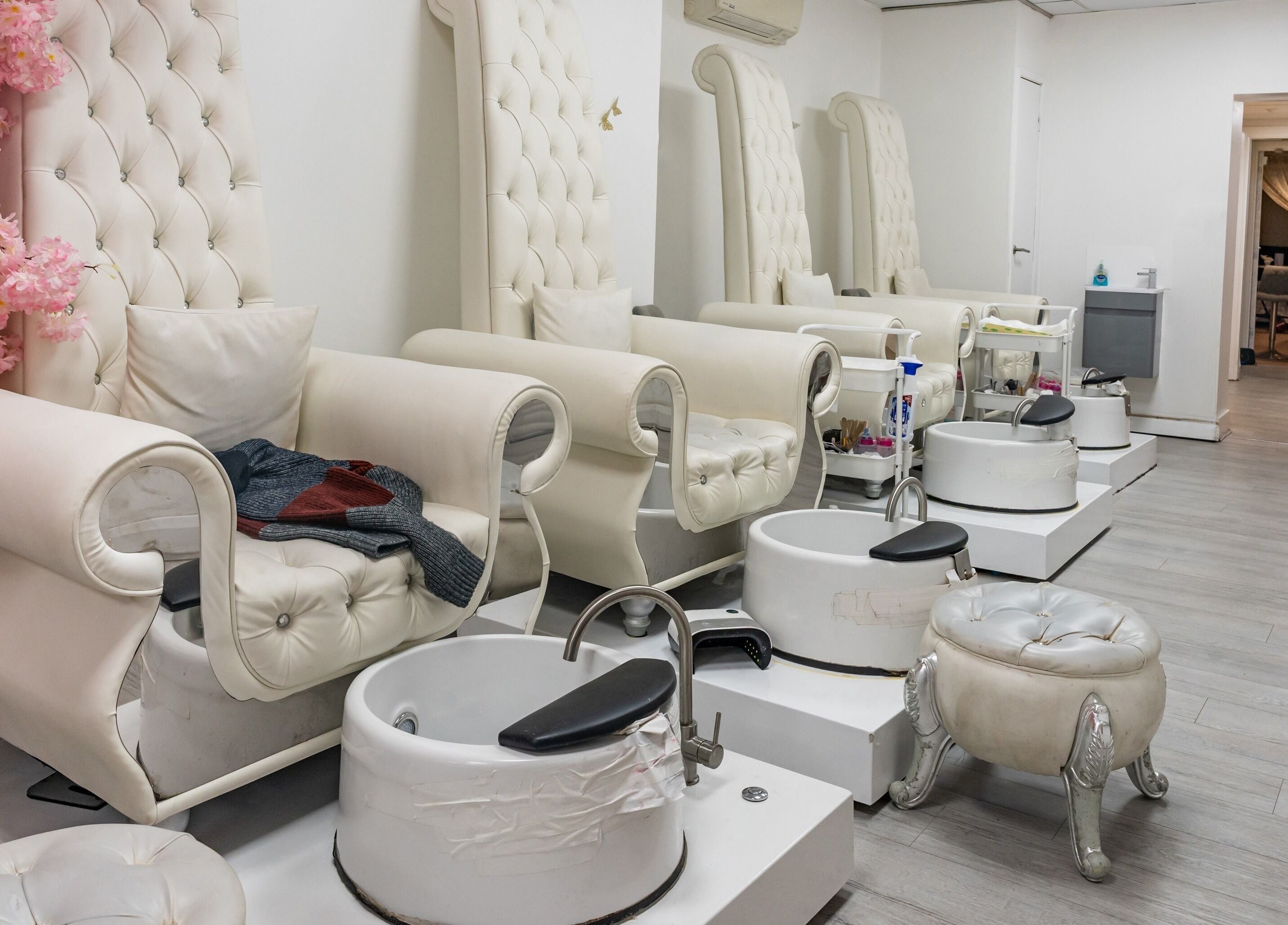 Elegant pedicure chairs at Chocolate & Nails - Ealing Broadway, London, England, GB.