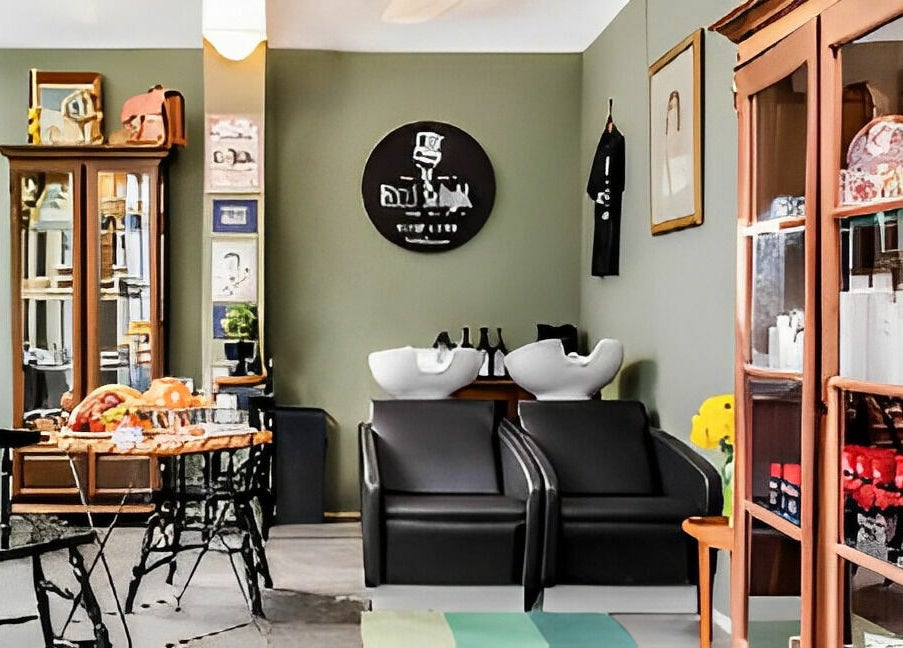 Elegant interior of Head Enlight District - Barbershop & Concept Store in Amsterdam, Noord-Holland, NL.