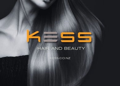 Kess Hair and Beauty - The Crossing logo with elegant long hair in Christchurch, Canterbury Region, NZ.
