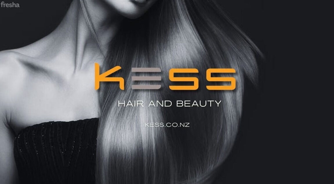Kess Hair and Beauty - The Crossing logo with elegant long hair in Christchurch, Canterbury Region, NZ.
