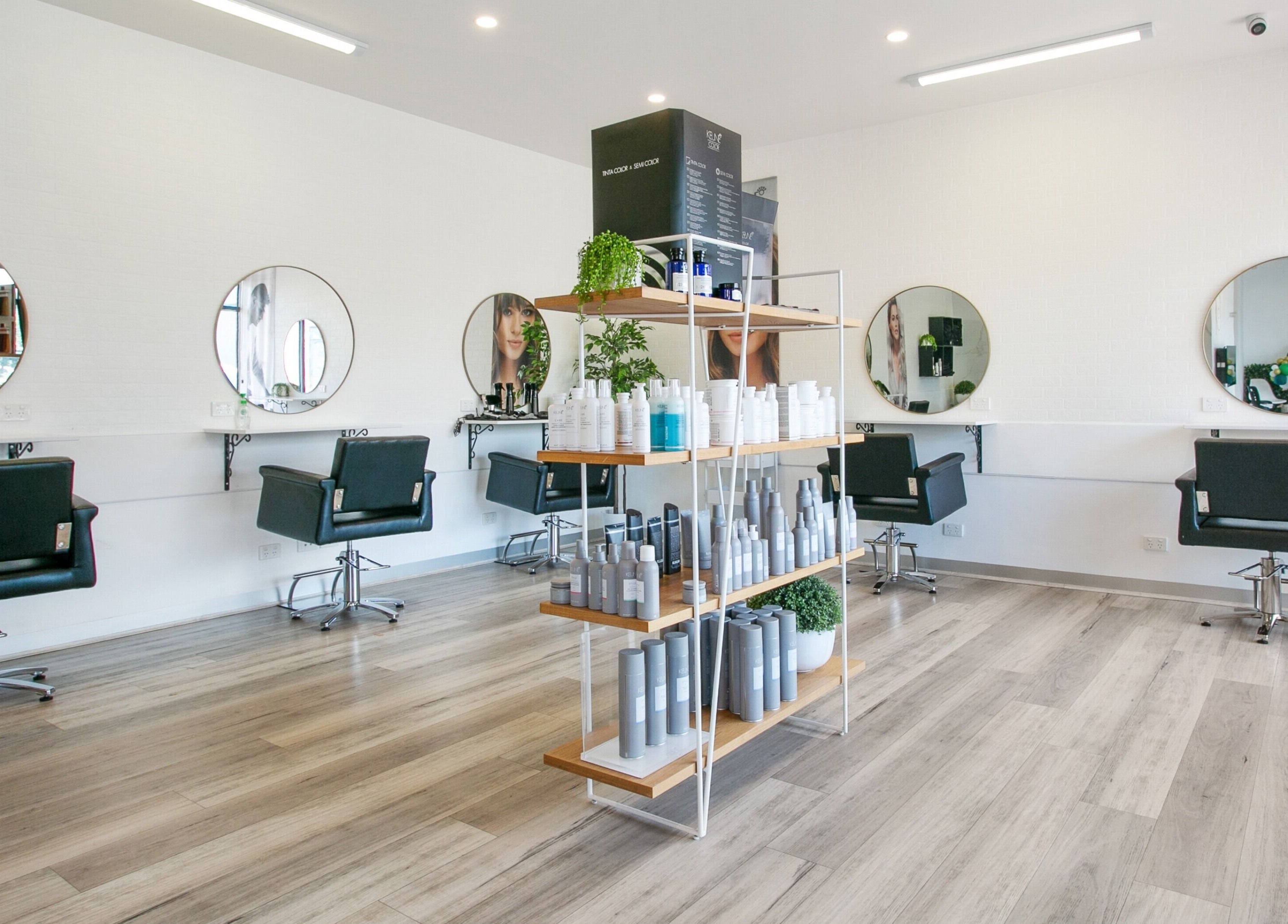 Modern salon interior at Hair In Bittern, showcasing styling stations in Bittern, Victoria, AU.