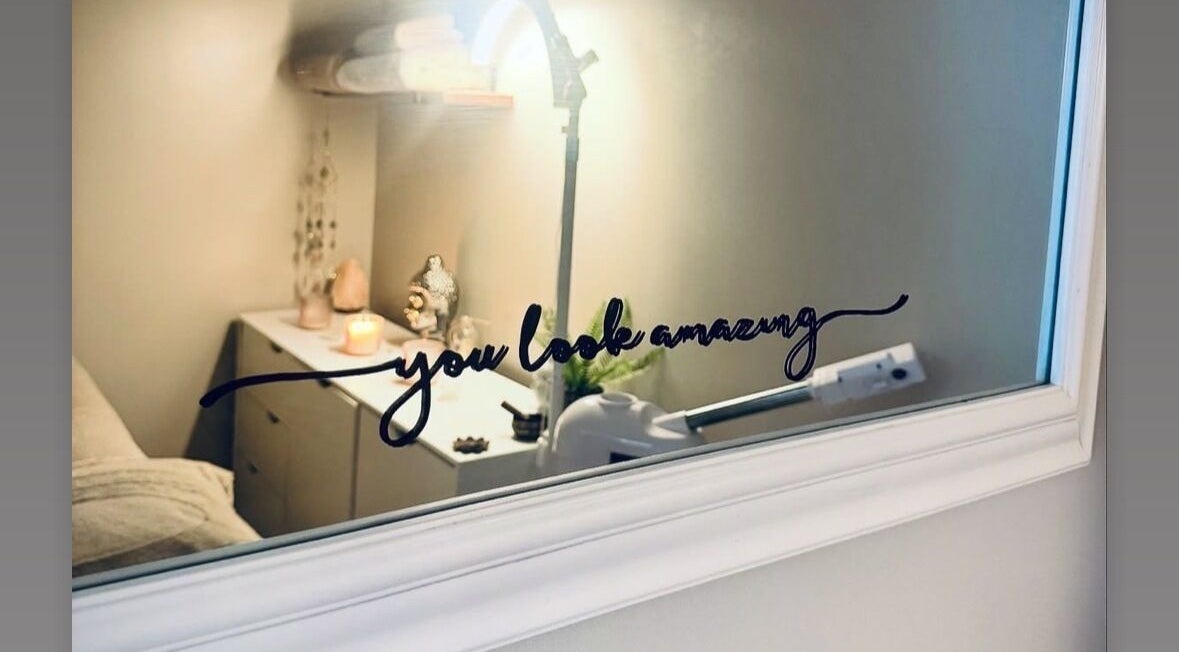 Peaceful beauty room at Balanced Within By Jade, Bristol, England, GB, with mirror message 'you look amazing'.