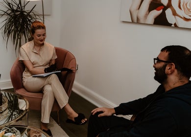Client consultation at Divine Beauty & Aesthetics, Lichfield, England, GB, in a serene setting.