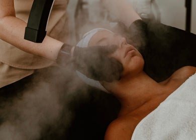 Facial treatment at Divine Beauty & Aesthetics, Lichfield, England, GB. Experience soothing steam therapy.