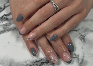 Beautiful grey and pink manicure at Icon Beauty and Nails, Hull, England, GB.