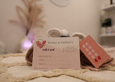 Gift card and loyalty card at Beauty at Caitlyn’s in Harrington Park, New South Wales, AU.