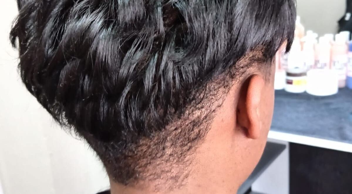 Close-up of a stylish undercut at Tatumz, Amandelbult Mine Town, Limpopo, ZA.