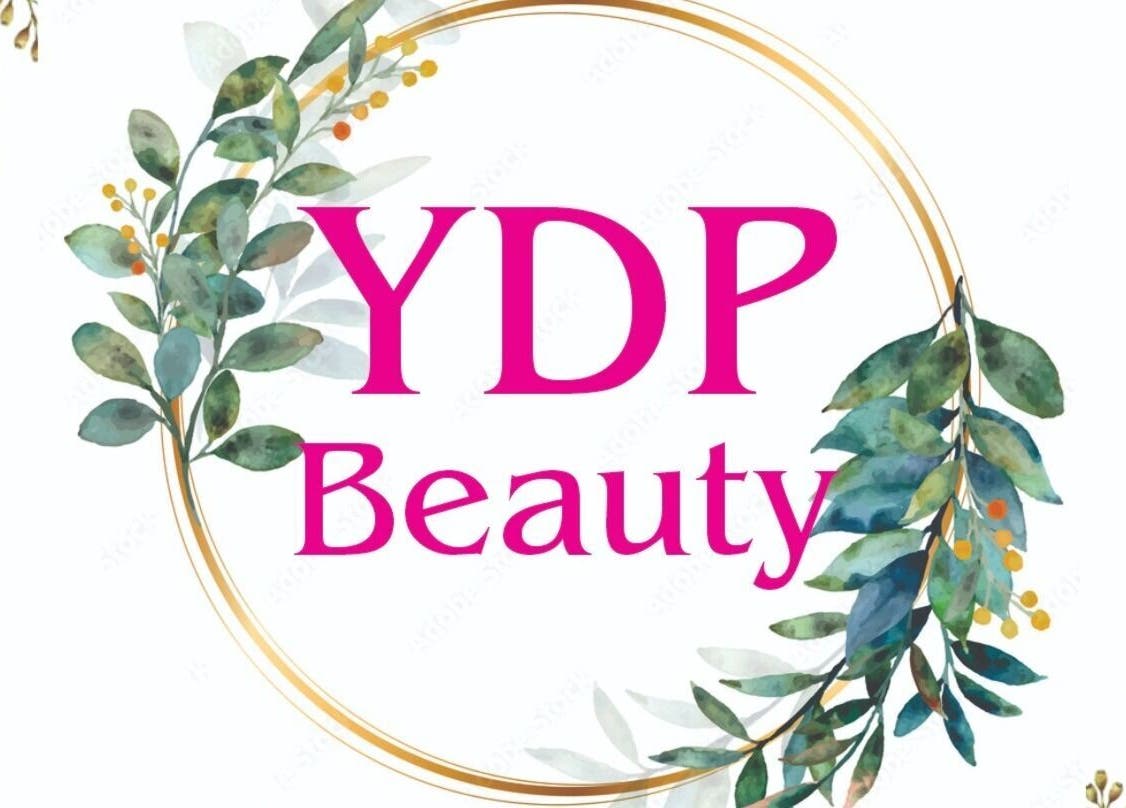 Floral logo of YDP Beauty & Nails, Potchefstroom, North West, ZA with green leaves and golden circle.