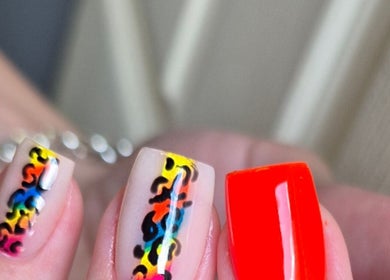 Colorful nail art at Monè Lake Nail Artist in Mashishing, Mpumalanga, ZA.