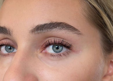 Close-up of eyelash extensions at Casa Artistry (Previously Maddison Lashes), Campsie, New South Wales, AU.