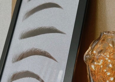 Decorative eyebrow illustration at JACK’S Beauty Bar, Nailsworth, England, GB.