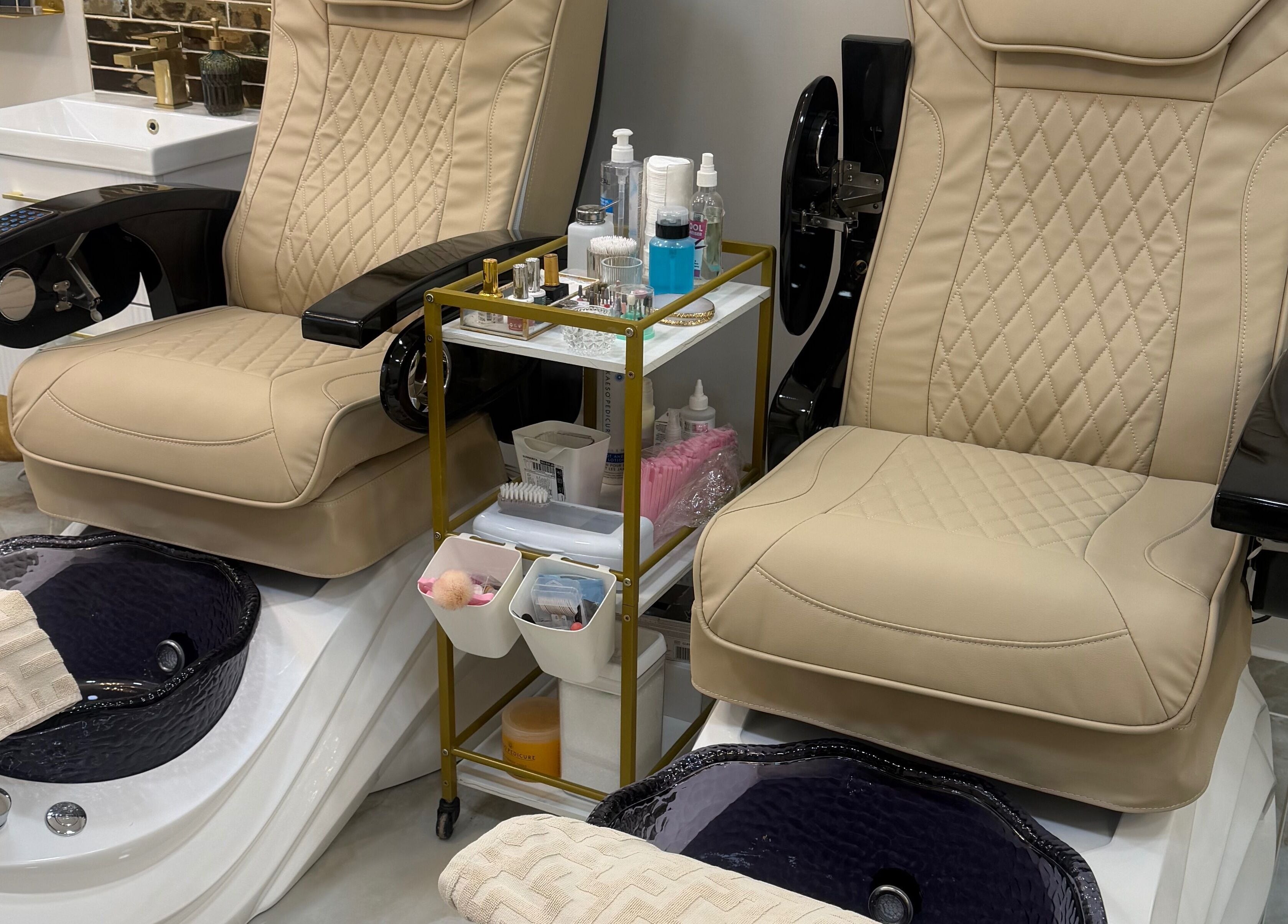 Luxurious pedicure chairs at Polished Beauty in Telscombe Cliffs, England, GB for a relaxing experience.