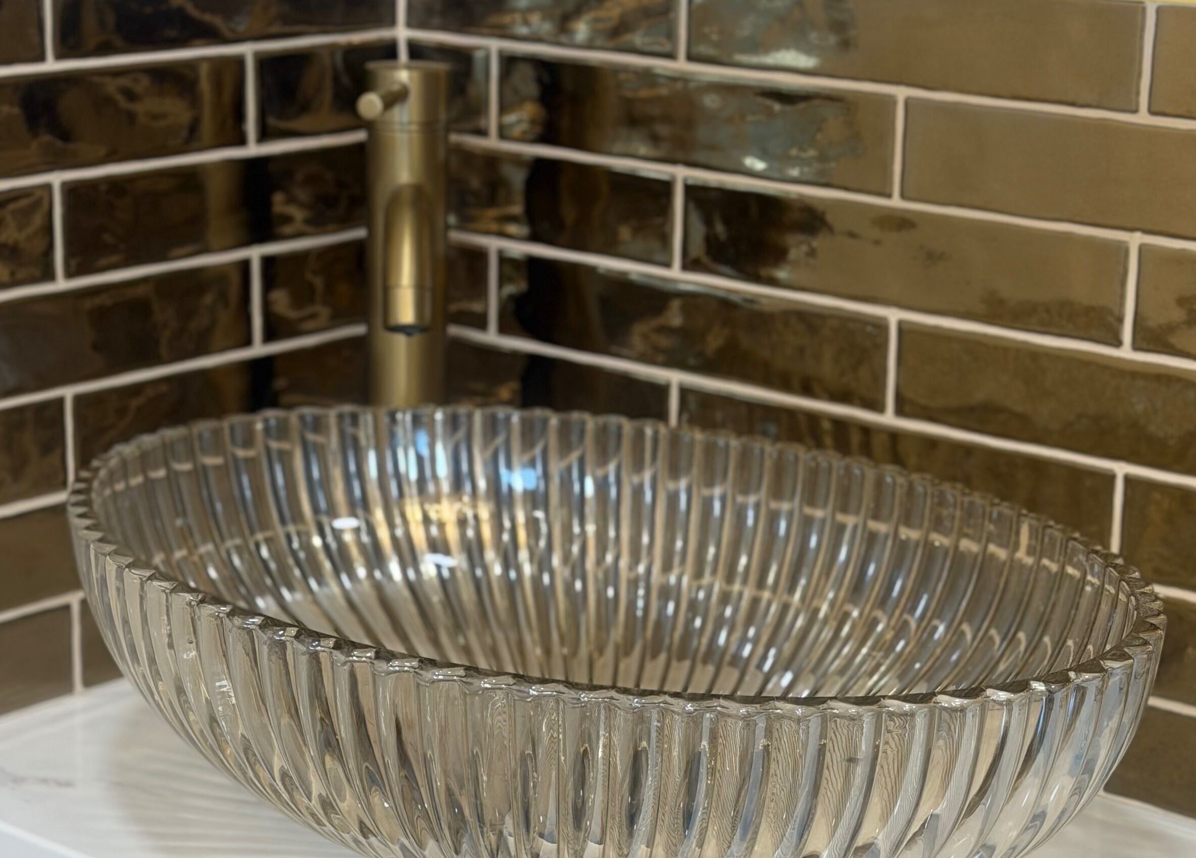 Elegant crystal sink at Polished Beauty in Telscombe Cliffs, England, GB showcases luxury and style.