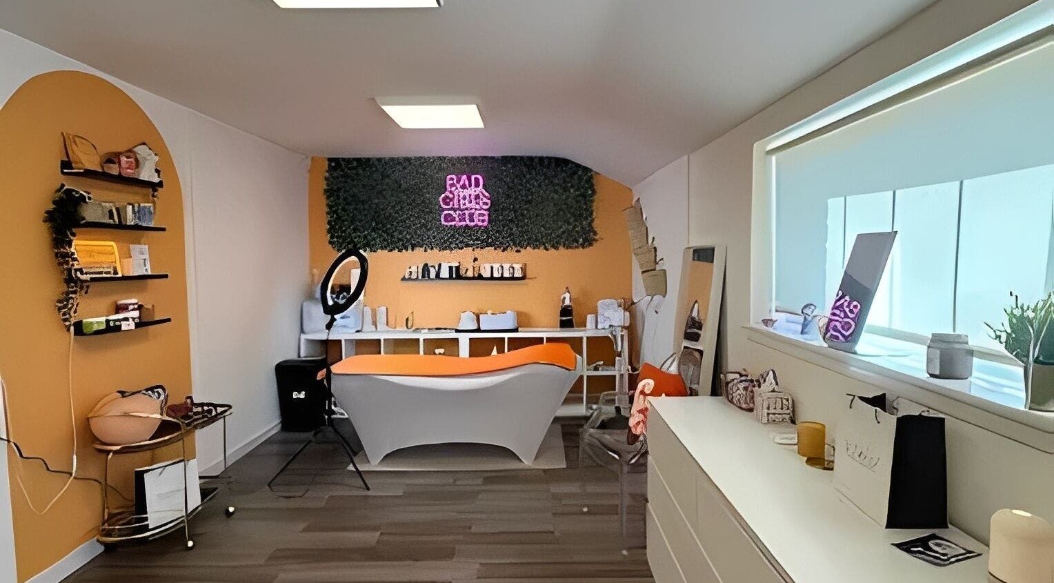 Modern interior of Peach Wax Studio in Kelso, Scotland, GB with sleek decor and relaxing ambiance.