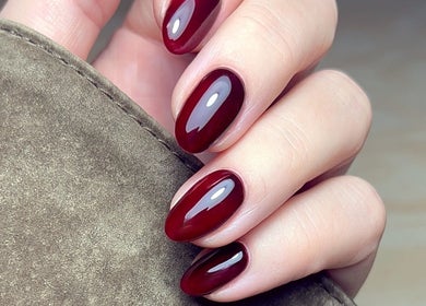 Elegant burgundy nails by Jessica Beauty Babe Nails in Abercynon, Wales, GB. Perfect for a polished look.