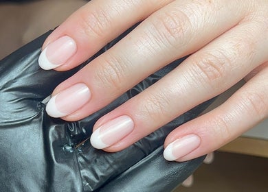 French manicure at Jessica Beauty Babe Nails, Abercynon, Wales, GB, featuring elegant glossy finish.