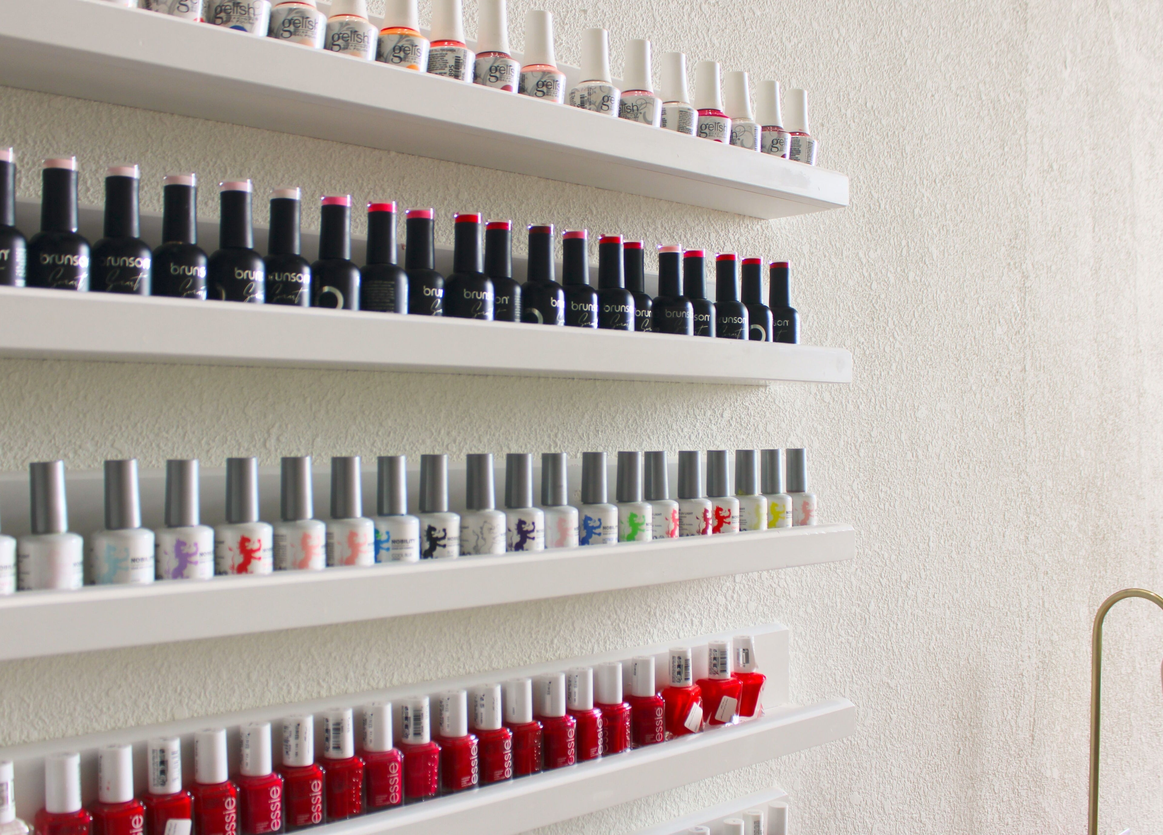 Shelves of colorful nail polish at Nash ناش, Riyadh, Riyadh Province, SA.