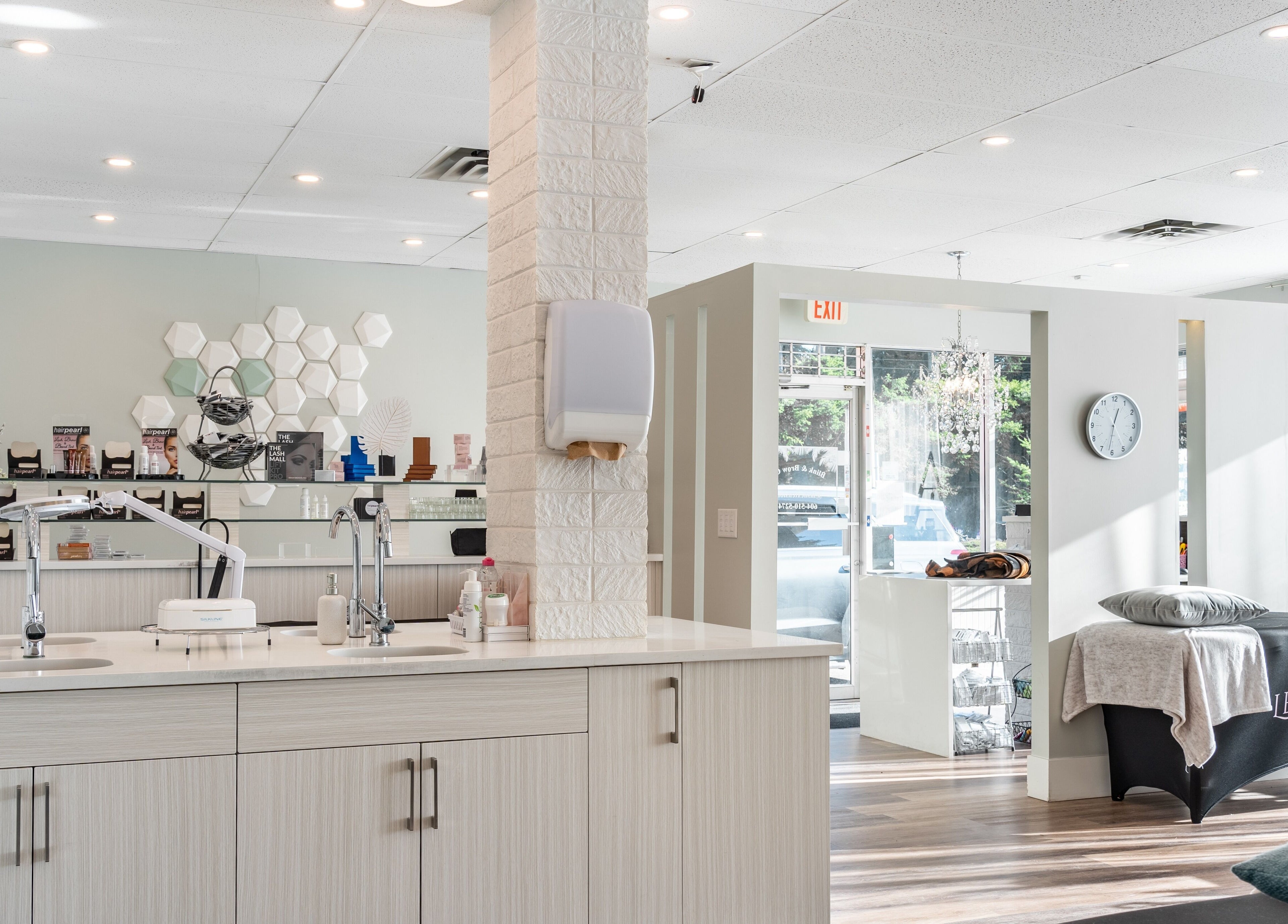 Interior of Blink & Brow Co. BROOKSWOOD in Langley Township, BC, showcasing a chic, modern design.
