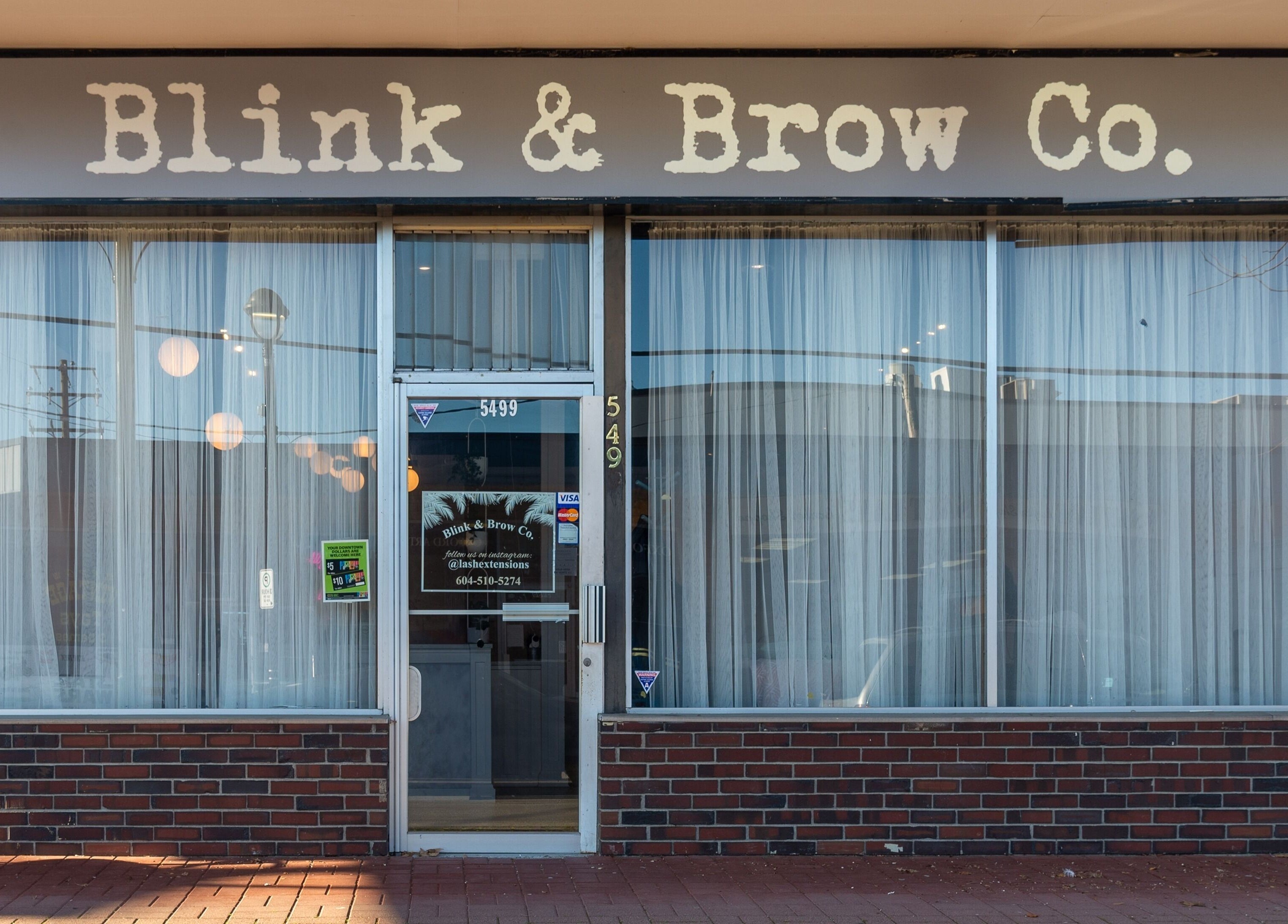 Front view of Blink & Brow Co. DOWNTOWN LANGLEY in Langley City, British Columbia, CA showcasing an elegant storefront.