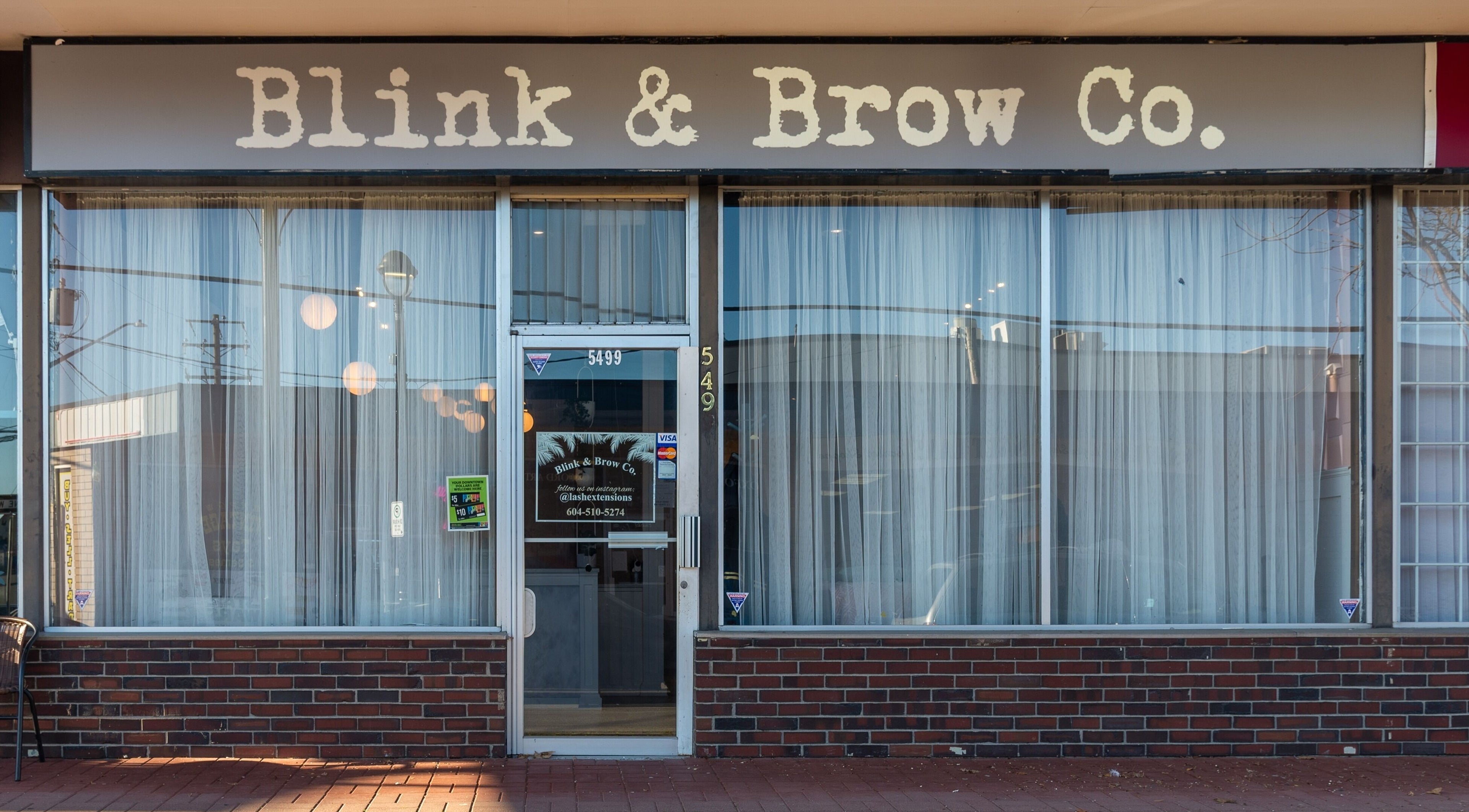 Front view of Blink & Brow Co. DOWNTOWN LANGLEY in Langley City, British Columbia, CA showcasing an elegant storefront.