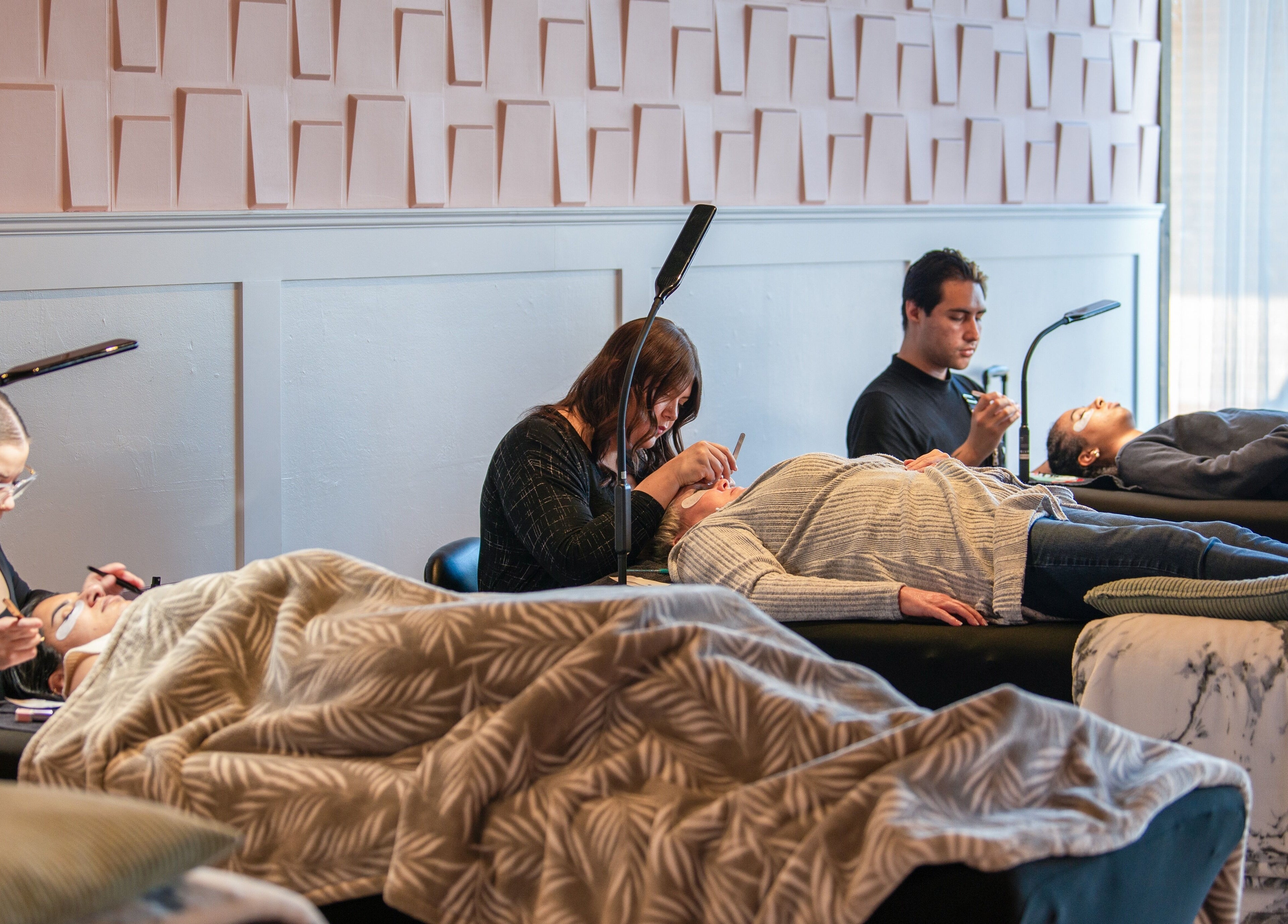 Clients enjoying lash treatments at Blink & Brow Co. DOWNTOWN LANGLEY, Langley City, British Columbia, CA.