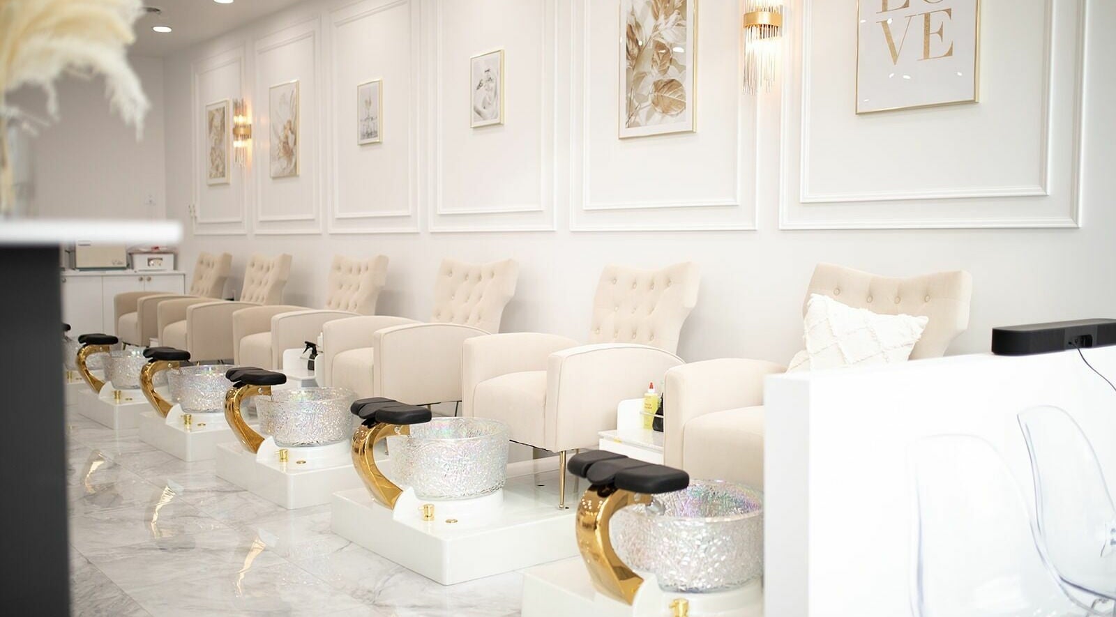Luxurious pedicure chairs at Blush Me Lash and Nail Bar, Sherwood Park, Alberta, CA.