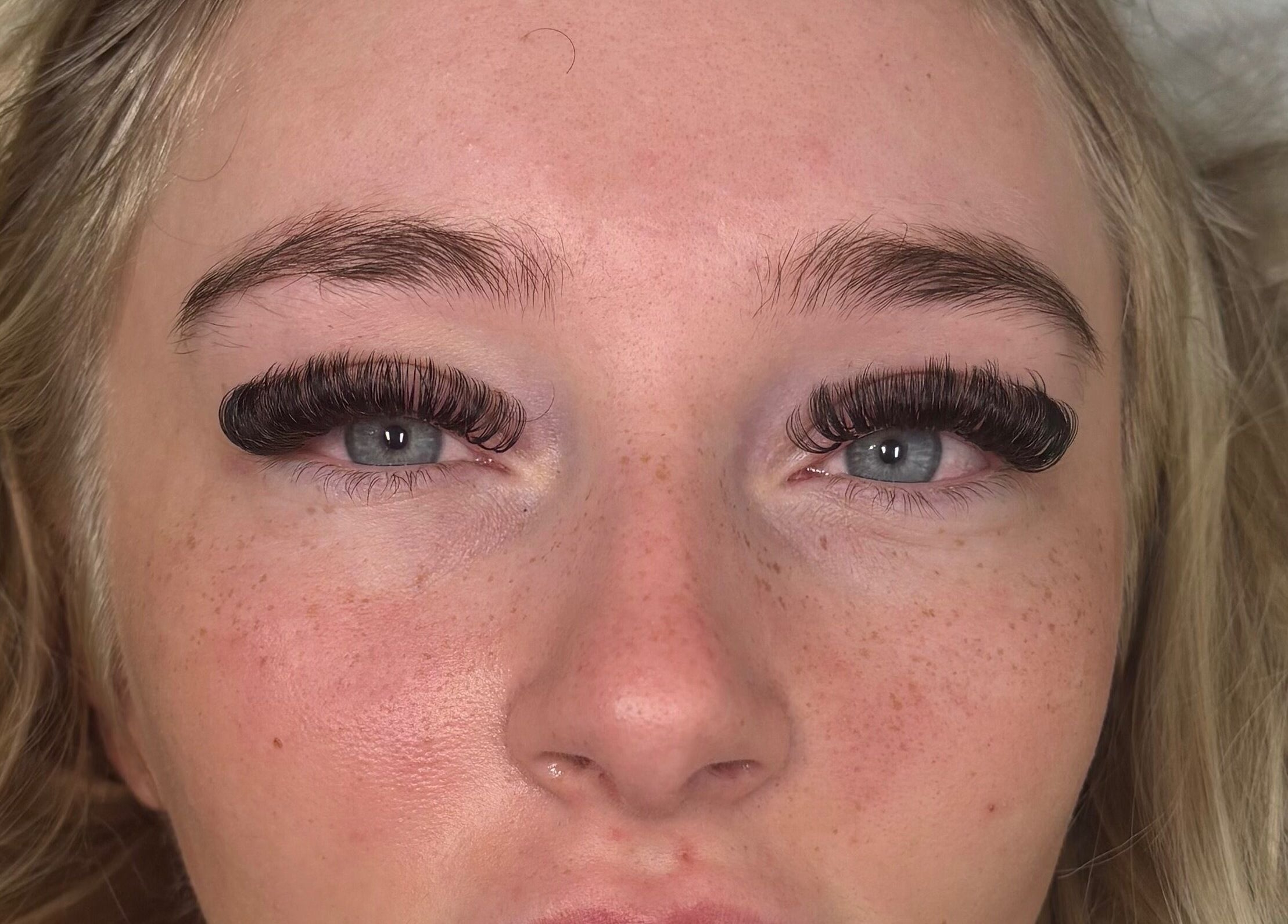 Close-up of eyelash extensions at Megs Beauty Bar, Little Lever, England, GB.
