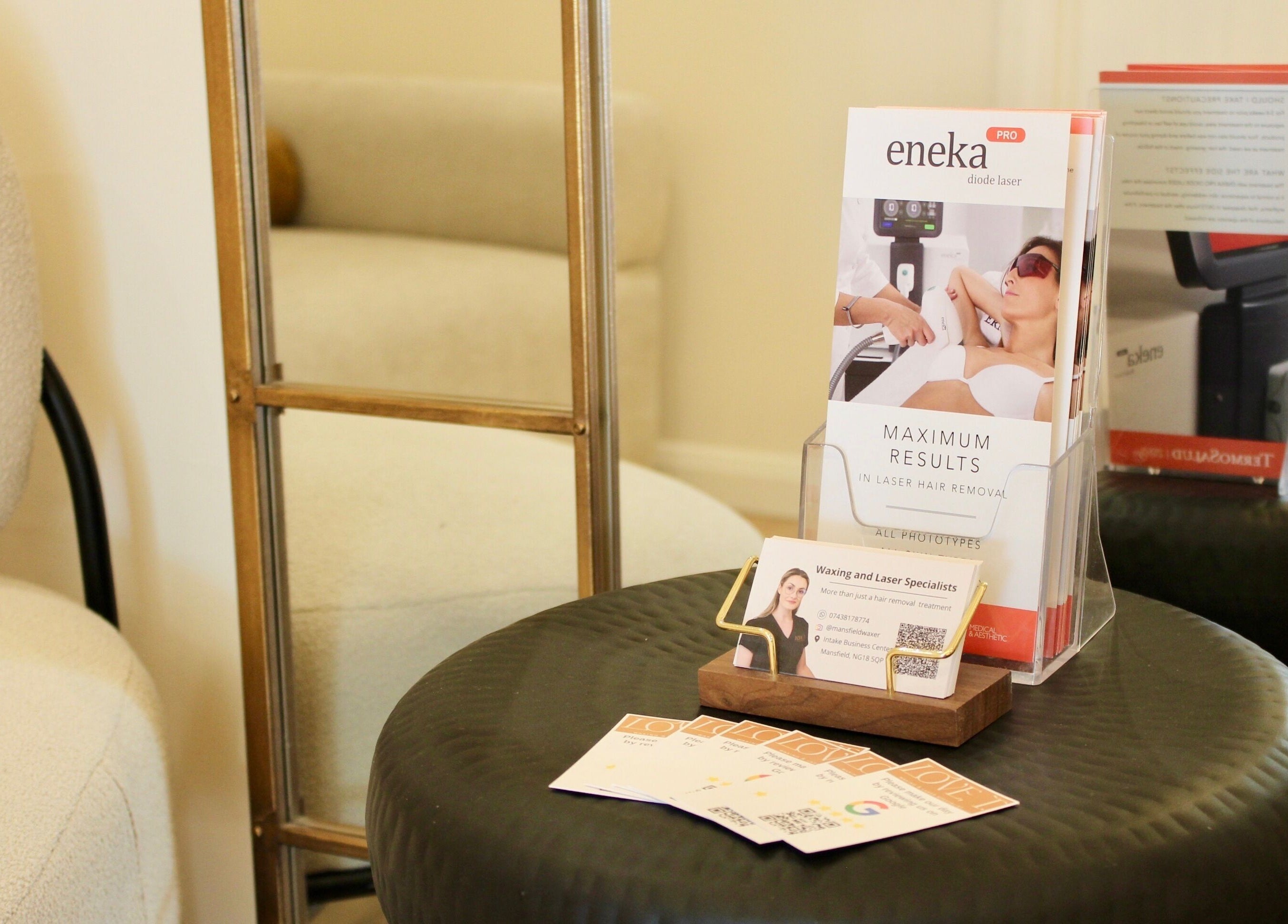 Love T Waxing and Laser Specialist Studio, Mansfield, England, GB, showcasing a serene waiting area.