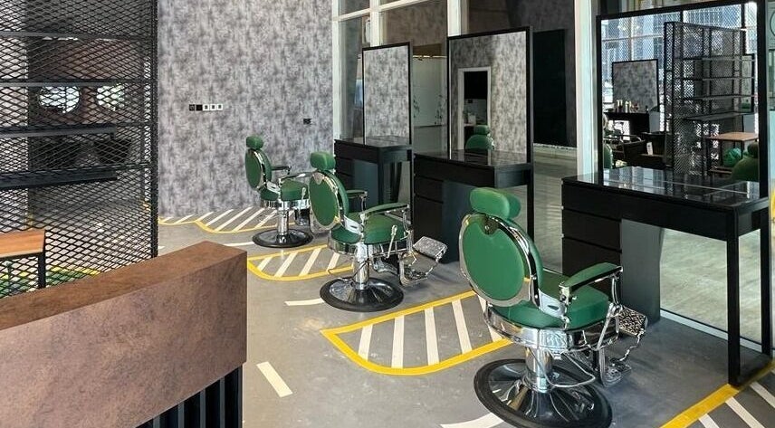 Elegant barber chairs at Project Hairway - Business Bay in Dubai, Dubai, AE, offering a modern salon ambiance.