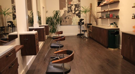 Chic salon chairs and stylish decor at David James San Francisco located in San Francisco, California, US.
