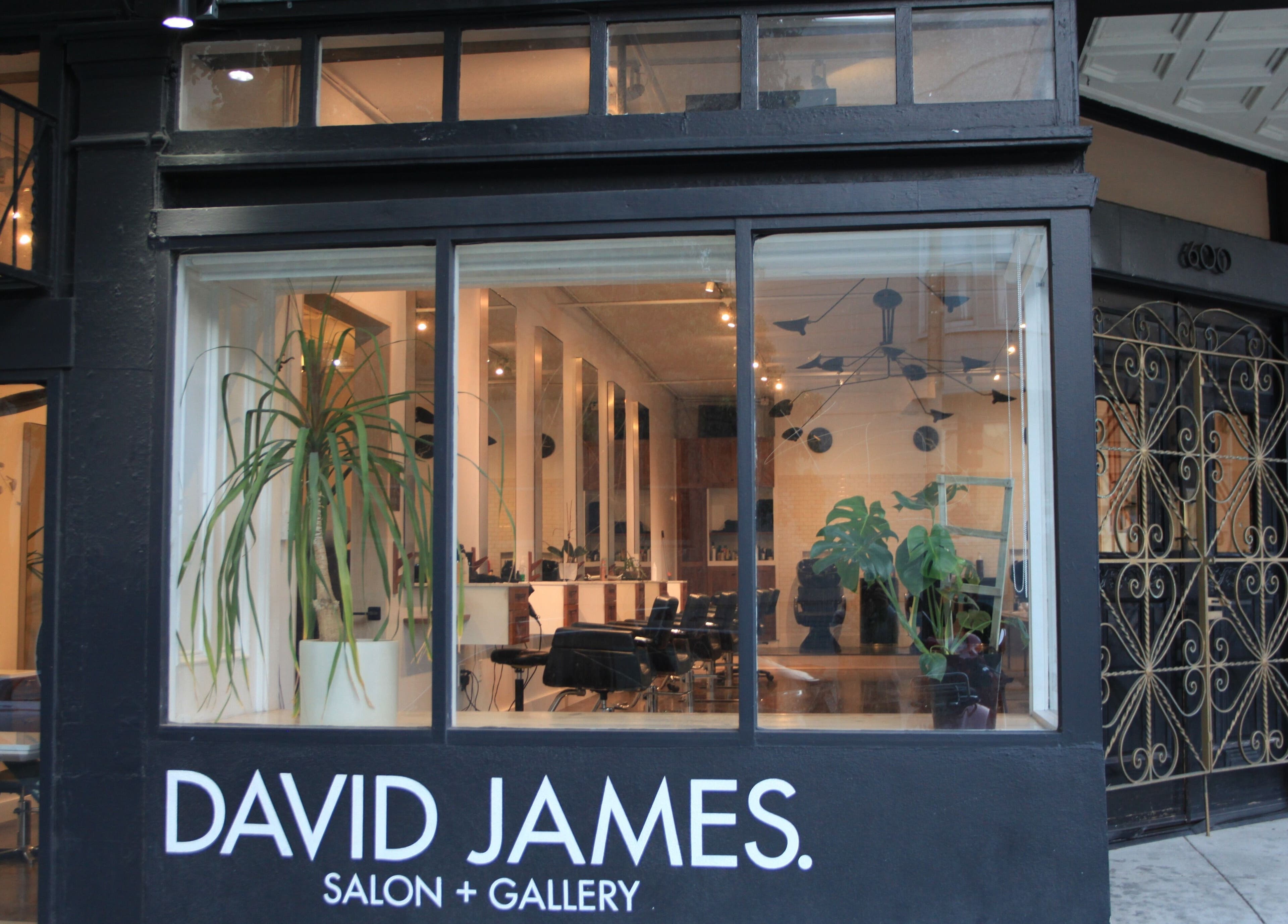Front view of David James San Francisco, an elegant salon in San Francisco, California, US with stylish decor.