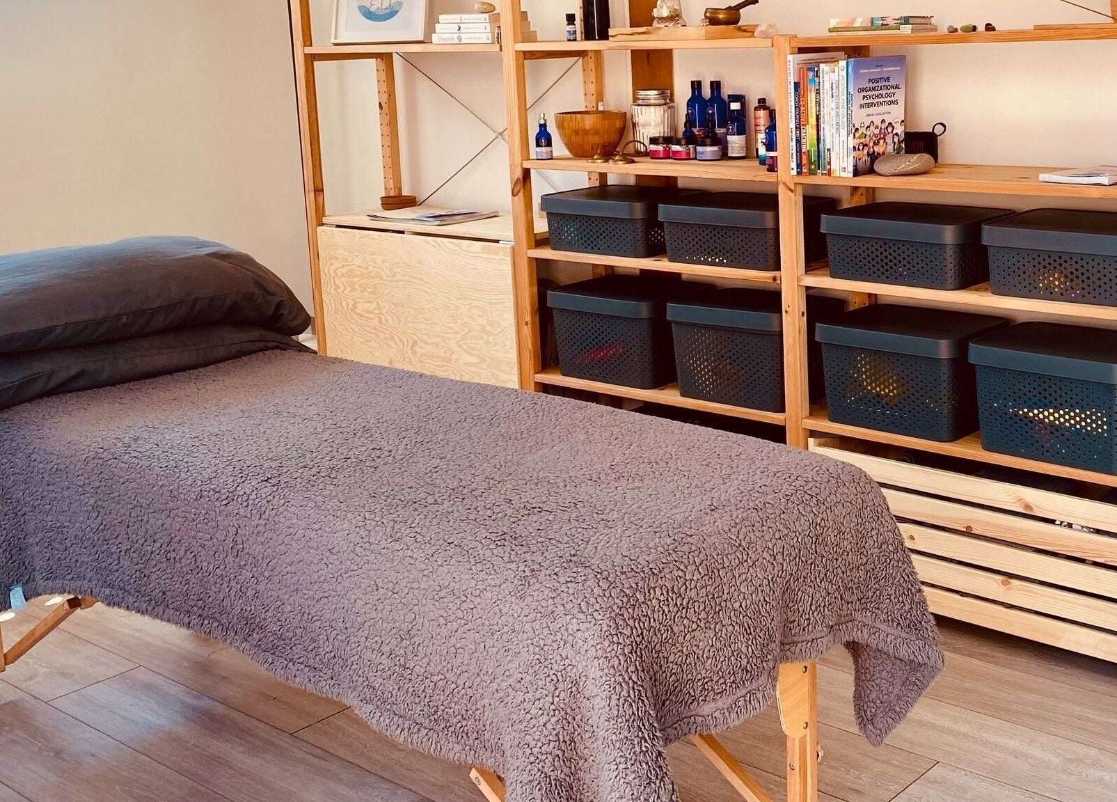 Relaxing massage room at Balanced & Blissed - The Retreat, Whitfield, England, GB.