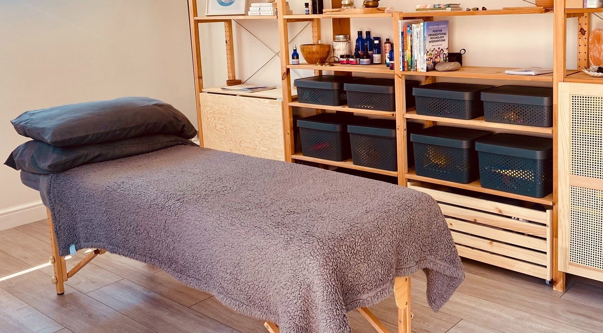 Relaxing massage room at Balanced & Blissed - The Retreat, Whitfield, England, GB.