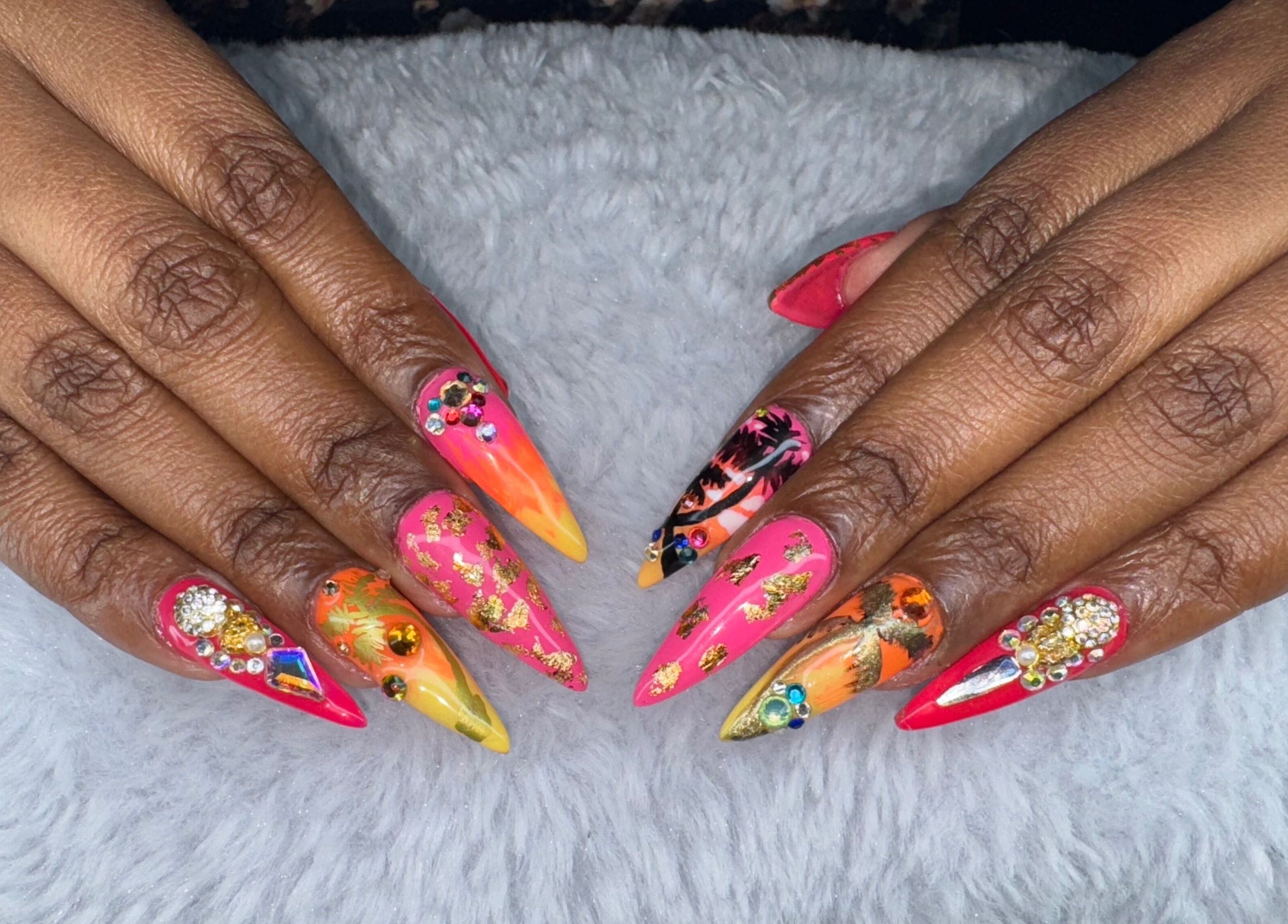 Vibrant nail art at Lux Beauty Studio x Nae, Holetown, Saint James, BB. Features colorful, intricate designs.