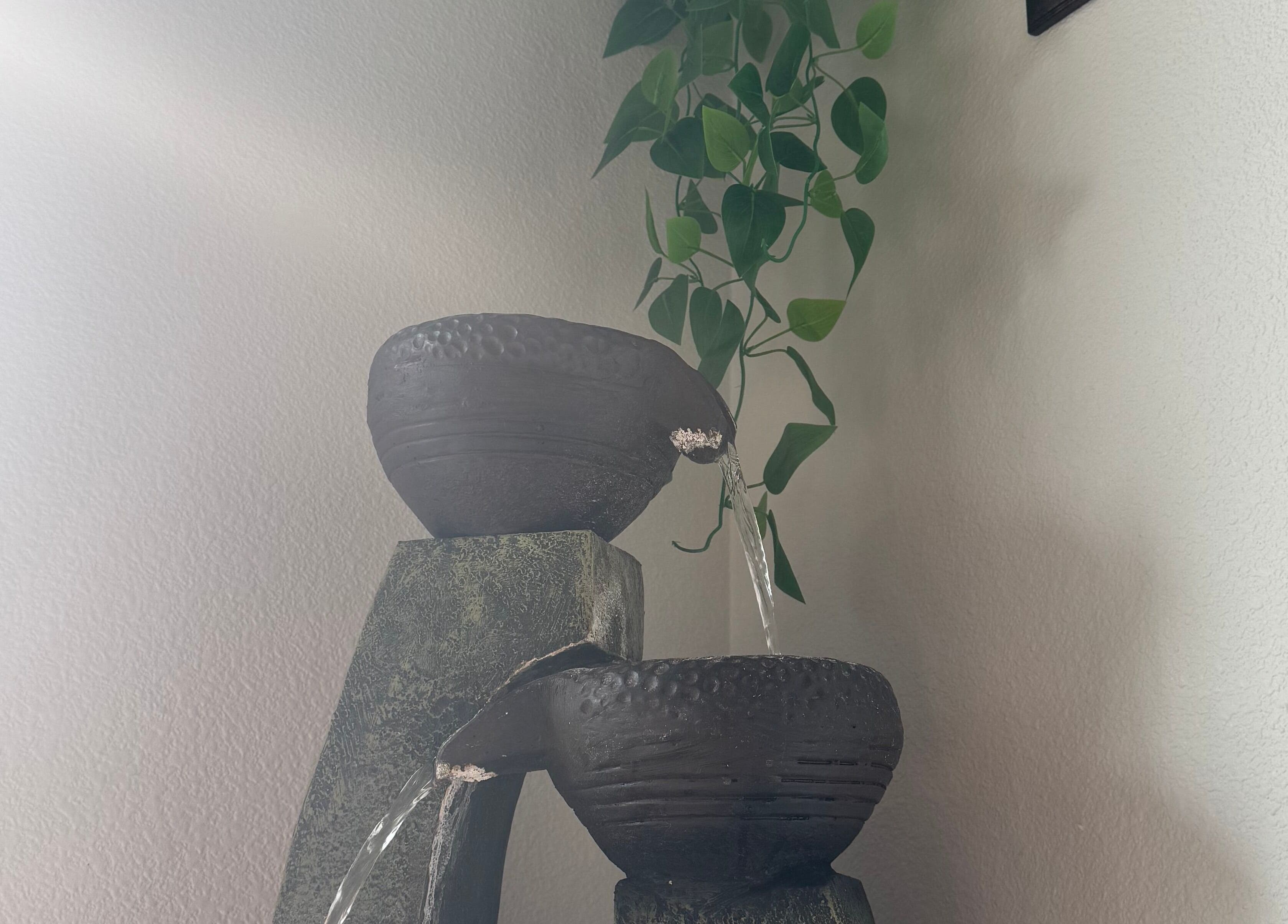 Serene water fountain at Skinfluential LLC, West Linn, Oregon, US, enhancing a peaceful ambiance.