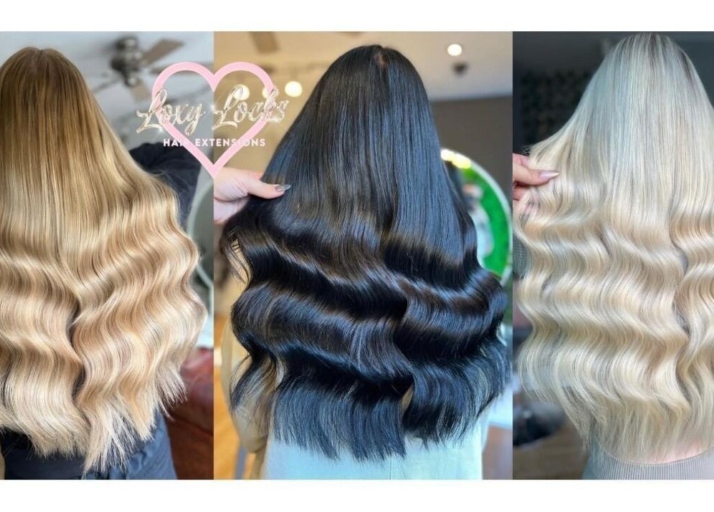 Luscious hair extensions in blonde, black at Loxy Locks Hair Extensions, Belper, England, GB.