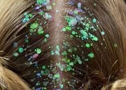 Vibrant glitter hair design at Loxy Locks Hair Extensions, Belper, England, GB. Perfect for special occasions.